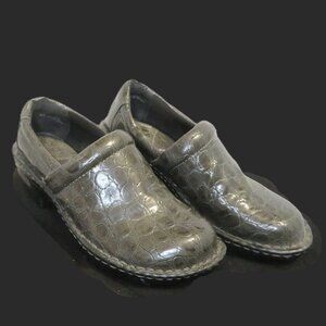 BOC Born Concept Peggy Gray Alligator Comfort Clog Womens Nursing shoe Size 6